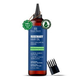 Botanic Hearth 100% Pure Rosemary Oil for Hair Growth (Rosemay Oil for Hair Growth), Enriched with Biotin, Hair Strengthening Treatment, With Jojoba Oil and Castor Oil, 6.7 fl oz