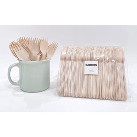 EnvoWise | Disposable Wooden Forks, 100/320 Pack, 6.3" Length | All Natural Eco-Friendly Birchwood Utensils Biodegradable Compostable Wood Cutlery (100 Forks)