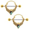 Cocobul Body Jewelry Pair of Gold Plated Ornate Nipple Shield