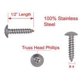 #6 X 5/8" Stainless Truss Head Phillips Wood Screw, (100pc), 18-8 (304) Stainless Steel Screws by Bolt Dropper
