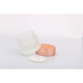 8 Pack Frosted Glass Jar,Mini Empty Cosmetic Jar Makeup Sample Containers With Inner Liner And Rose Gold Lids For Cream Lotions Scrubs Lip Balm (10g)
