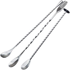 JETKONG - 3 cucharas mezcladoras de cóctel de 12 pulgadas, cuchara larga agitadora de bebidas para té, café, helado, jugo, bebidas, batidos