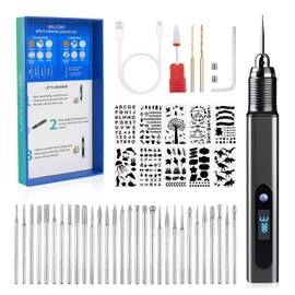 Cykelith Engraving Pen Kit Rechargeable Cordless Engraver Pen with 33 Bits, 10 Stencils, Mini DIY Electric Etching Machines Rotary Tool for Carving Jewelry Stone Wood Glass Metal Plastic