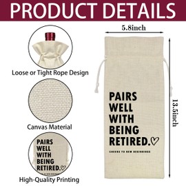 AWSICE Retirement Wine Bottle Gift Bag - Pairs Well with Work Gifts - Burlap Reusable Wine Bags with Drawstring - New Beginnings Gift Decorations - Meaningful Present Ideas-A28