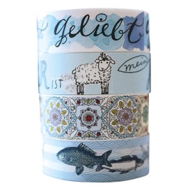 Washi Tapes Design Blau, 4 Rollen: Set