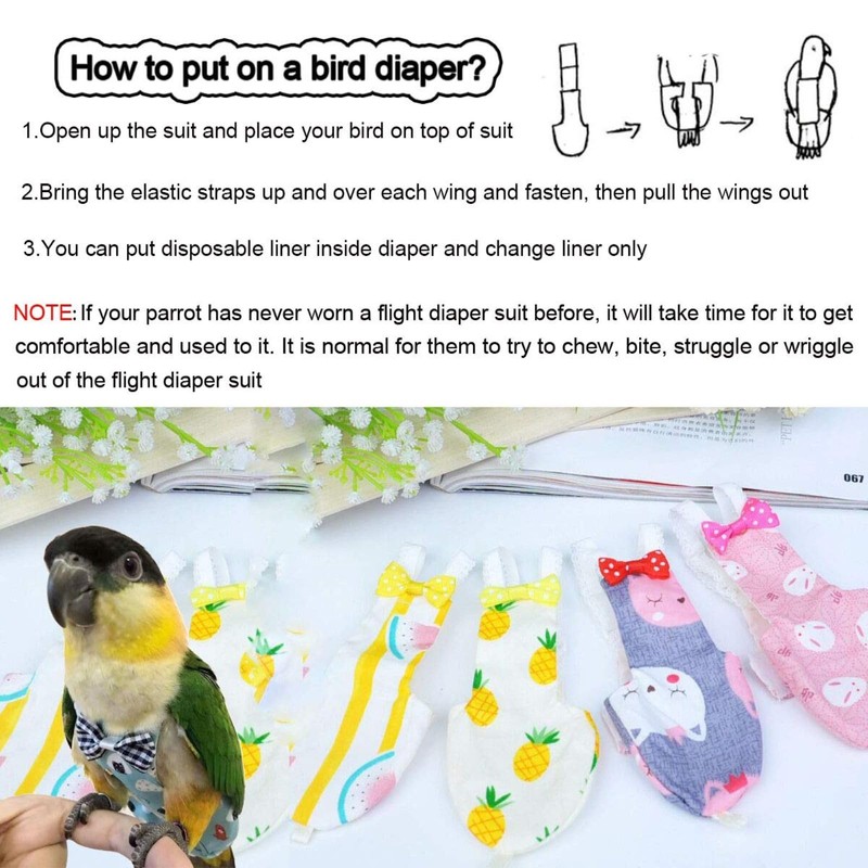 QBLEEV Bird Diaper Cockatiel Clothes Flight Suite, Reusable Parrot Nappy