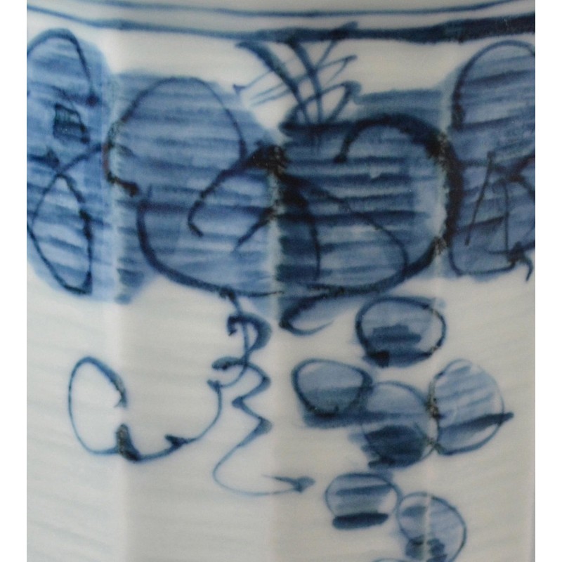 舘山堂 波佐見焼 一誠窯 軽量 湯呑 (特大) 内外ぶどう 青