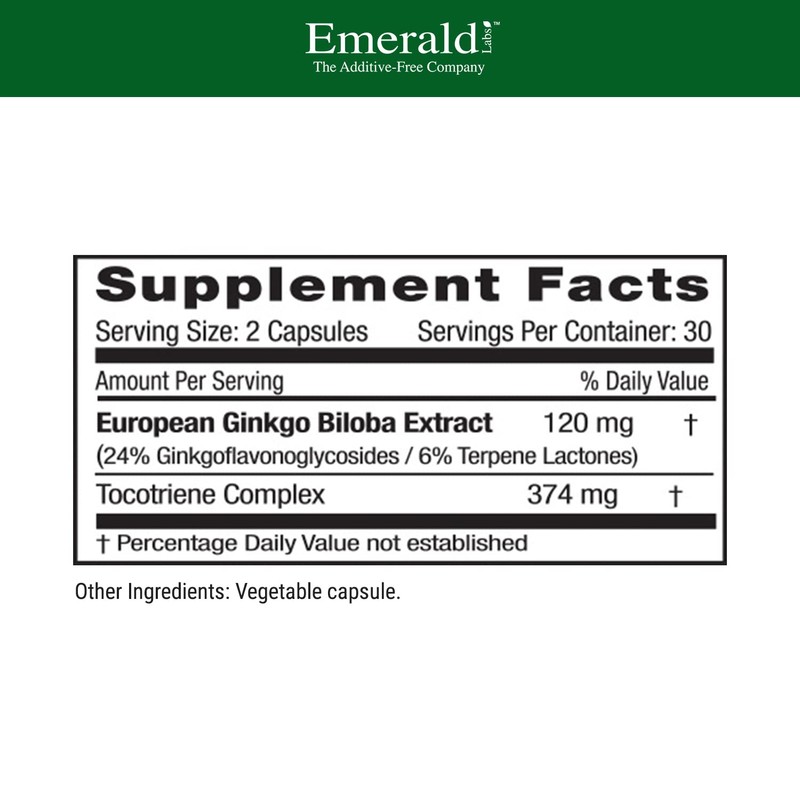 Emerald Labs Ginkgo Biloba 60 mg Extract - Supports Memory,