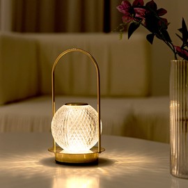 HEQET Cordless Lamp Crystal Battery Operated Lamp,Night Light for Livingroom, Bedroom,Kidsroom,Outdoor,Restaurant,Nightstand, Wireless Rechargeable Dimmable