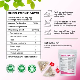 Laicuherb Fibroids Herbal Tea for Women Get Pregnant Fast & Hormone Balance, 10 Teabags Fertility Tea for Women Ovarian, Natural Detox Womb to Warm Uterus and Detox