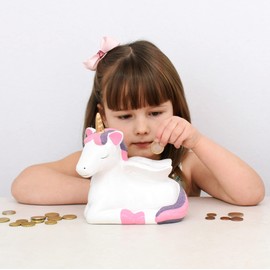 Unicorn Money Box Cute Piggy Bank for Girls Ceramics Coin Bank Home Decoration Nursery Decor Keepsake Perfect Unique Gifts Christmas Birthday