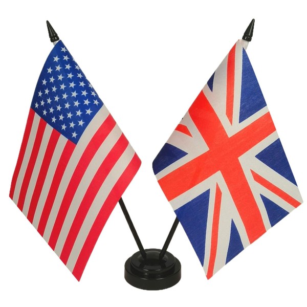 Zigvert American & Britain Twin Flag Desk Set, Table Flags