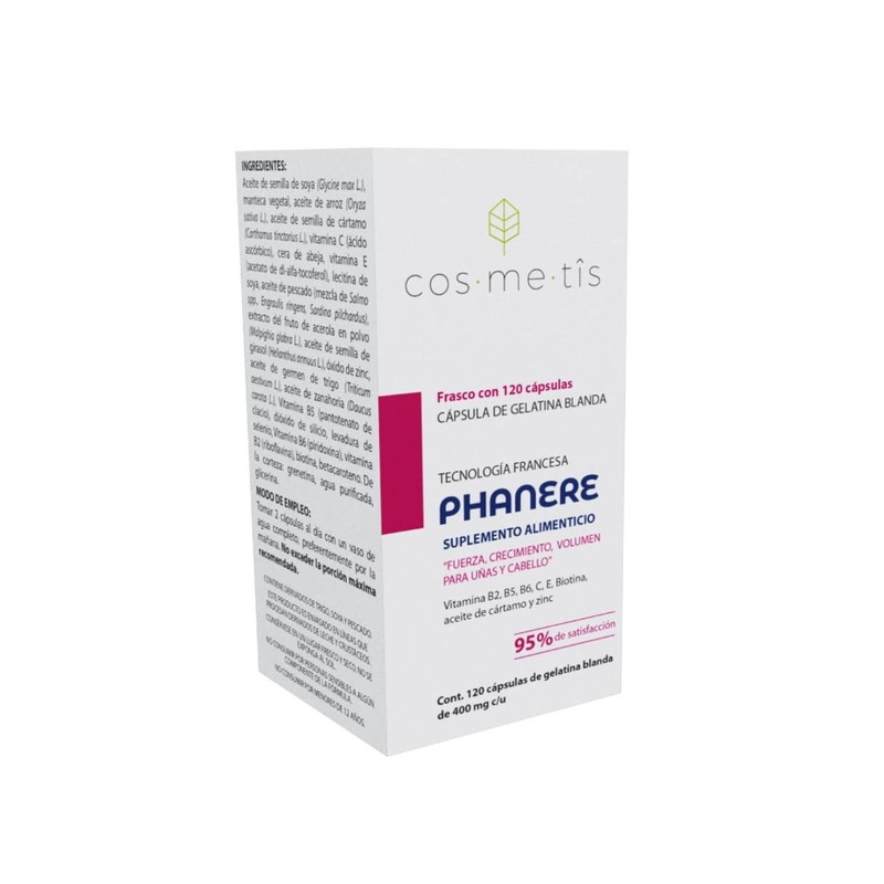 Phanere, Suplemento alimenticio con Vitaminas, cabello y uñas, 120 cápsulas