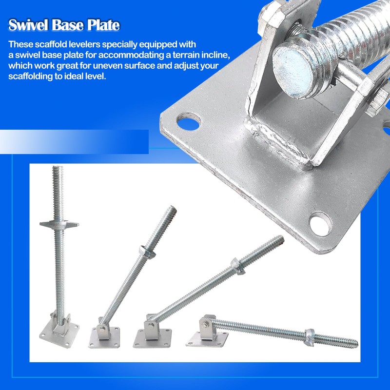 GaeaAuto 4 Pack Scaffold Swivel Screw Jack Solid Stem Adjustable