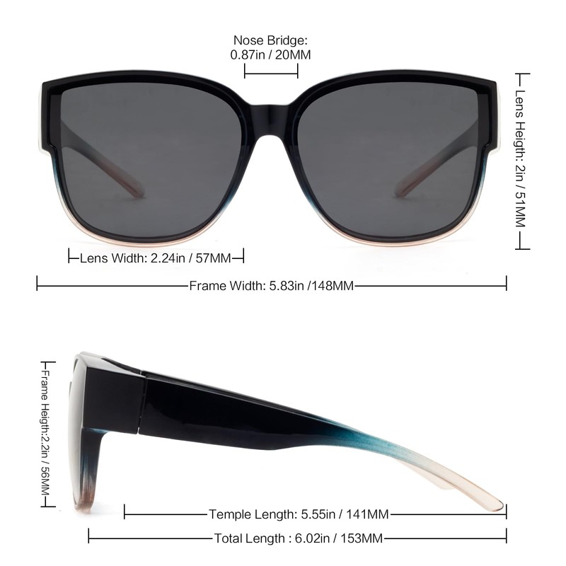 Face Shadow Polarised Over Sunglasses for Women Over Normal Glasses,