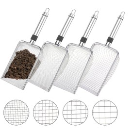 Rhyhome Set of 4 Stainless Steel Garden Sieve with Handle Compost Sieve for Gardening Sand Seeds (2/2.8/3.8/5 mm Mesh)