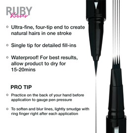 Ruby Kisses Go Brow Microblading Eyebrow Pen, Waterproof Eyebrow Pencil for Women, Dual-Ended Liquid Tattoo Brow Pencil With 4-Fork & Precise Brush Tip for Natural Hair-Like Strokes (Medium Brown)