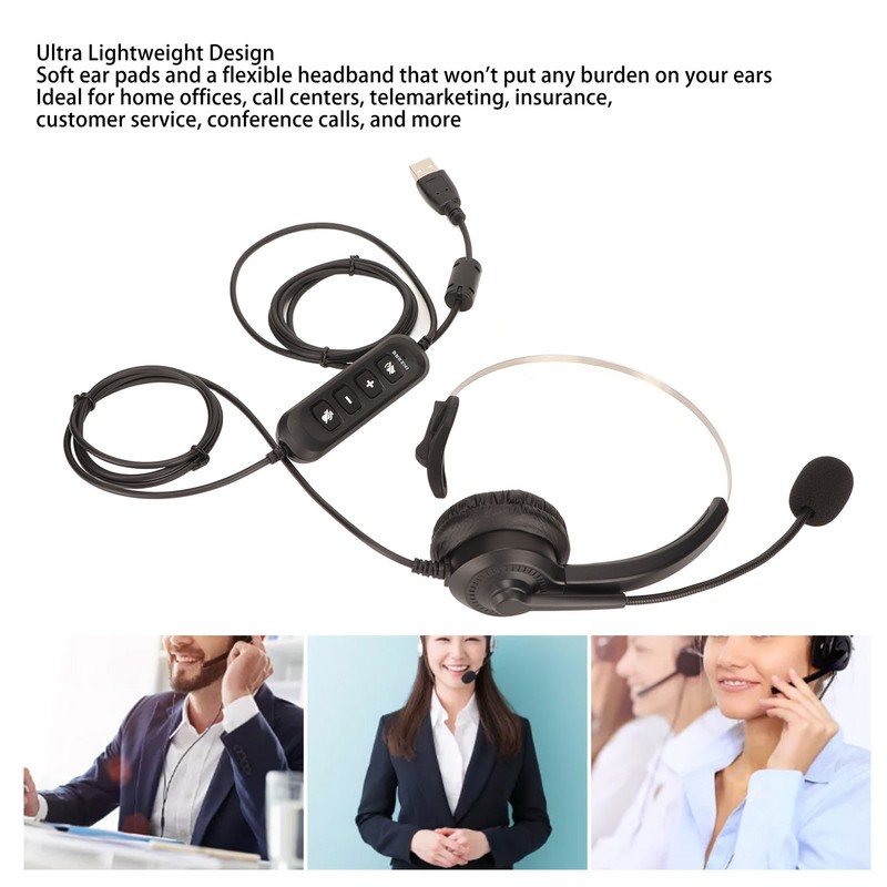 USB Business Headset Noise Reduction Single Sided Ear Headphone Supports