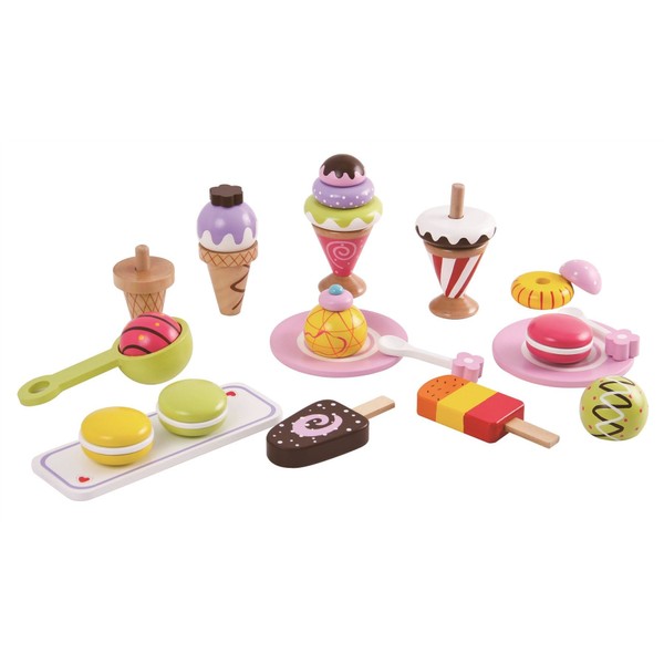 Lelin Toys L40105 25 Pieces Ice Cream Selection Pretend Play Set, for 3 years and above, Multicoloured, 18.5 x 12 x 14 Centimeters
