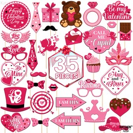 KatchOn, Pink Valentines Day Photo Props - Huge, Pack of 35 | Valentine Photo Booth Props for Valentines Day Decorations | Valentines Photo Props, Valentines Decorations | Galentines Day Decorations
