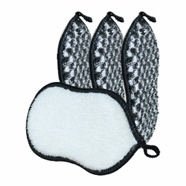 GUOYUANGLO Bamboo Fiber Kitchen Dish Sponge Heavy Duty Multipurpose Scrub Sponges for Dishes, Pots, Pans-Black,4 Pack