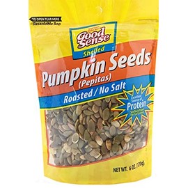 Good Sense Pumpkin Kernels (Pepitas) Shelled, Roasted No Salt, 6 Ounce