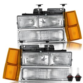 Bingbingmotor 8PCS Fits for 1994-1998 Chevy Silverado Tahoe Suburban C10 C/K 1500 2500 3500 Headlight Assembly Replacement w/Bumper Corner Lamp OE Style