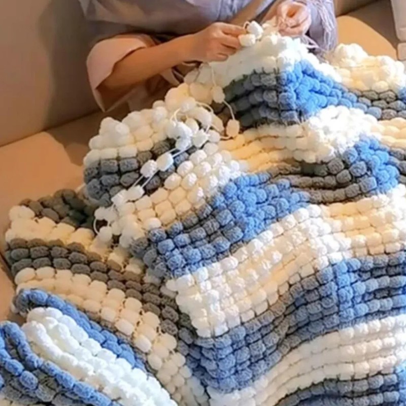 Hilo Grueso Con Pompones, 4 Bolas, Para Tejer A Mano,