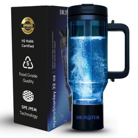 Hydrogen Water Bottle - 3X More Hydrogen Concentration - 32oz Hydrogen Water Bottle Generator - Portable Hydrogen Water Machine | Certified H2 Generator - HydroStanley Black
