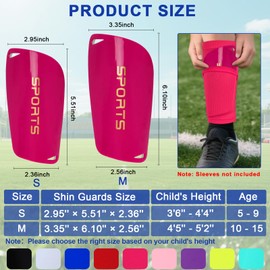 2 Pairs Soccer Shin Guards for Kids Teenagers Slide-in Shin Guards with EVA Padding & PP Shell–Extra-Lightweight Protective Shin Pads for Games Training & Extracurriculars (Hot Pink, S)