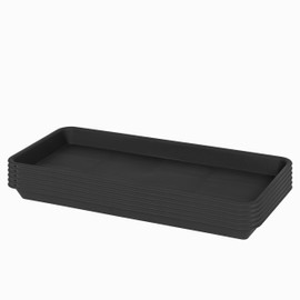VUWEZ 6 Pack Plastic Plant Tray Saucer Rectangular, Heavy Duty Planter Saucers for Indoors, Plant Water Drip Trays for Flower Pot Planter, Windowsill Pot Tray, Seed Starting Growing Trays