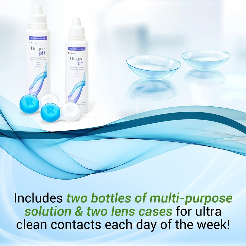 Menicon Unique pH Multi-Purpose Contact Solution + RGP Lens Case,