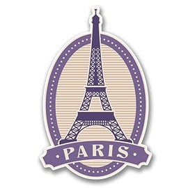 2 x 10cm Paris Eiffel Tower Vinyl Sticker Travel Luggage Tag Gift France #6396 (6.5cm Wide x 10cm Tall)