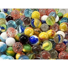 Big Game - Glass Pee Wee 12mm Marbles (Set of 50) Red Pink Cat Eyes from Bulk Assorted Lot