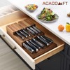 Acacomft In-Drawer Knife Block, Acacia Wood Kitchen Knife Drawer Organizer,