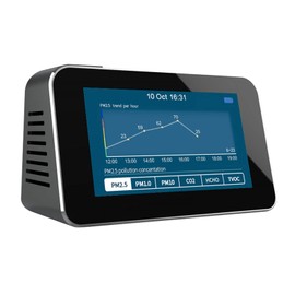 AMTAST 9 in 1 Air Quality Detector Smart Air Quality Monitor AQI, PM2.5, PM1.0, PM10, Formaldehyde (HCHO), TVOC, Temperature, Humidity, Time/Date/Alarm Multifunction