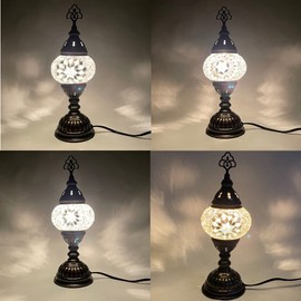 Paykoc Imports Turkish Mosaic Table Lamp - 4''x11.5 - MB1-1 Count Assorted White Hue