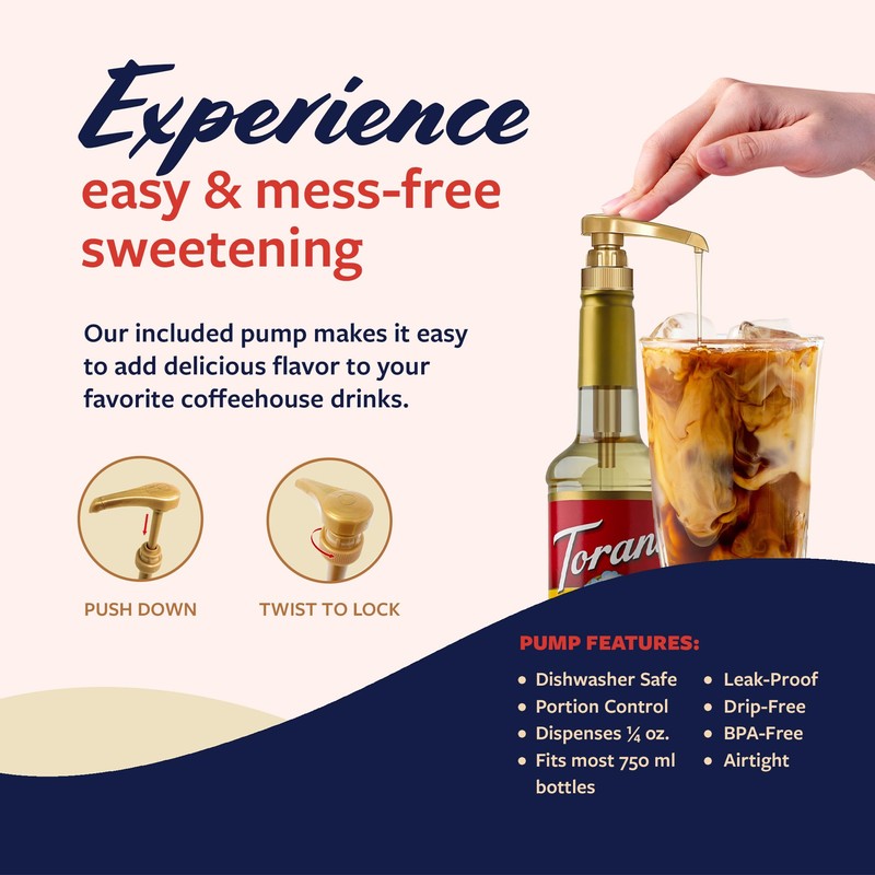 Torani Pistachio Coffee Syrup for Drinks & Desserts, Pump Included,