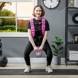 Soozier Body Weighted Vest with Pocket, Soft Skin-Friendly Weighted Workout Vest, Adjustable Weighted Running Equipment, 17.6 lbs., Pink