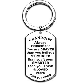 AMZQ Grandson Keyring Gifts Grandson Birthday Gifts Graduation Inspirational Gifts for Grandson Christmas Keychain Present