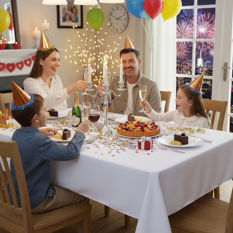 sancua Rectangle Tablecloth, 60 x 84 Inch, White
