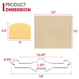 Unicook Pizza Stone for Oven and Grill, 16 x 14 Inch Rectangular Baking Stone for Bread, Cordierite Pizza Pan for Baking Crispy Bread and Cookies, Includes Carry Rack and Dough Scraper