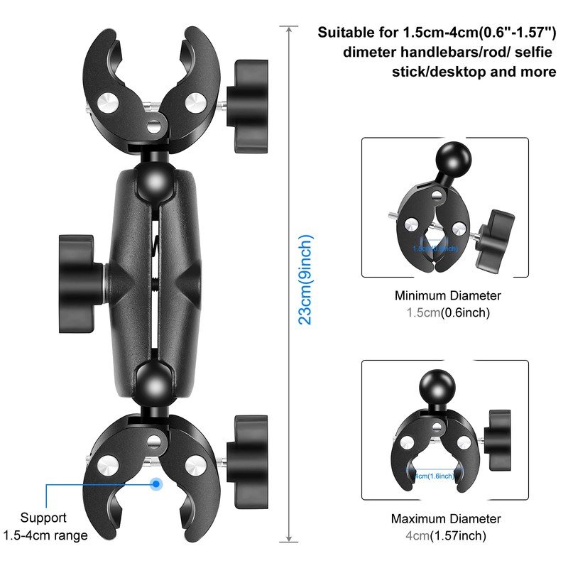 Double Super Crab Clamp Motorcycle Handlebar Clamp Camera Pipe Wrench