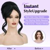 Kurope Black Wig 2-in-1 Messy Bun Hairpieces Ponytail with Bangs