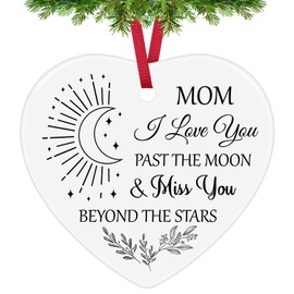 Sympathy Gifts for Loss of Mother Mom Memorial Christmas Ornament Bereavement Ceramic Heart Keepsake Remembrance gifts Christmas Tree Decor In Memory of Mom Gifts for Son Daughter Ceramic Ornament