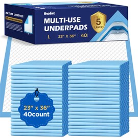 Brosive Disposable Bed Pads for Incontinence 23" x 36" - 40 Count, Large Disposable Chucks Pads for Adults, Children, Elderly & Pets, High Absorbency Waterproof Underpads for Mattress & Furniture