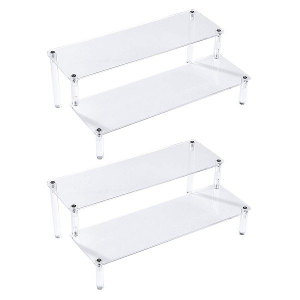 BYCY 2 Pack 2-Tier Clear Acrylic Display Stand Display Shelf