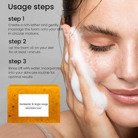 Lemon Turmeric Kojic Soap – Curcuma Soap | Jabon de Cúrcuma | Honey Lemon Turmeric Face & Body Soap (Pack of 4)