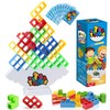 KCHOOH Juego Equilibrio Torre Tetra,64PCS Bloque Construcción Ruso,Equilibrio Bloques Apilables,Stack