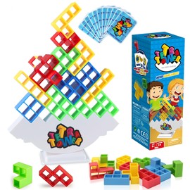 KCHOOH Juego Equilibrio Torre Tetra,64PCS Bloque Construcción Ruso,Equilibrio Bloques Apilables,Stack Attack,Juegos Mesa,Juego de la Torre Tetris,Adecuado Familia y Entretenimiento de la Fiesta